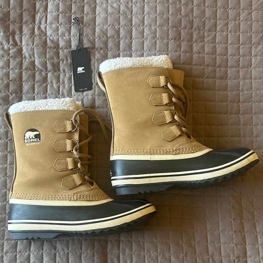 Sorel Winter 1964 PAC 2 Winter Boots 8 Camel Tan Suede Faux Fur Waterproof